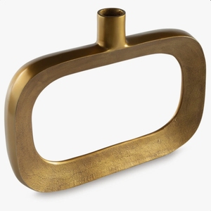 Handmade Modern <b>Gold</b> Metal <b>Vase</b> Horizontal Oval Cutout Shape Luxury Tabletop Centerpiece Decorative Flower Vessel Home Decor - Product Image 3