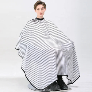Cape de coiffure professionnelle RAMAFHH MEDAX en pongé rayé blanc et noir, résistante à l'eau et confortable pour la coupe de cheveux - Product Image 2