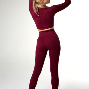 Conjunto Deportivo de Yoga de 3 Piezas para Mujer, Color Sólido, Elástico, Ropa Deportiva Activa, Procedente de Pakistán, Venta al Por Mayor - Product Image 2