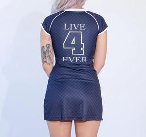 Vestido de Fútbol Americano Personalizado para Mujer, Talla Grande, Cuello en V, Manga Corta, Camiseta Deportiva Larga, Top Personalizado de Estilo Urbano, Vestido de Fútbol Americano para Mujer - Product Image 2