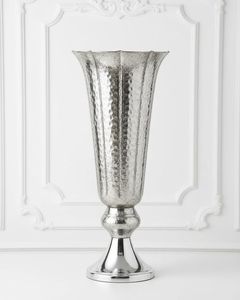 Grand vase trompette en métal doré, fait main, décoratif pour la maison, les mariages, le salon, vase de sol décoratif - Product Image 4