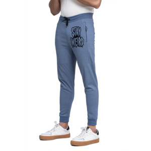 Pantalones Deportivos Falcon Enterprises para Hombre, Azules, con Estampado 'Stay Weird', Cintura Elástica con Cordón, Casuales, 100% Algodón, Tejido de Peso Medio - Product Image 2