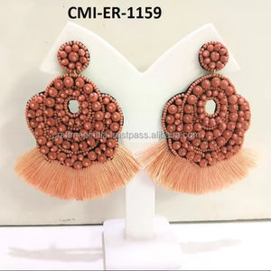 Handmade Bohemian Style Women's <b>Stud</b> <b>Earrings</b> Custom New Classic Wing Shape Design with Rice Bead Trendy Classic <b>Stud</b> Pattern - Product Image 1