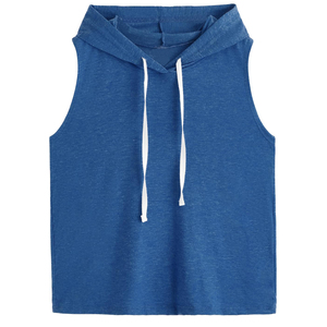 Camiseta sin mangas con capucha de calidad superior 100% algodón para mujer, transpirable, de secado rápido, teñida lisa, agradable al tacto. - Product Image 1