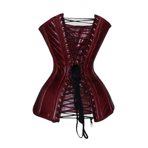 New Top Quality Heavy Duty Double Steel Boned Back Tight Lacing Overbust Long Torso Leather Corset - Product Image 2