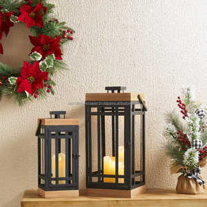 WONDER OVERSEAS Retro Vintage Linternas de madera Decoración del hogar de la India para Navidad - Product Image 1