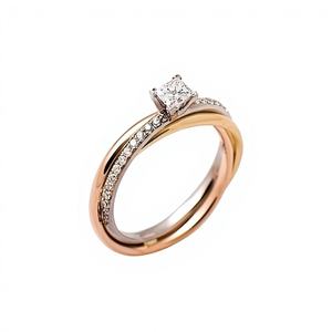 1.00 Ct Natural Princess Solitaire Diamond <b>Ring</b> Twisted Band <b>14K</b> Solid <b>Gold</b> for Certified Filled Diamonds Trendy Style - Product Image 2