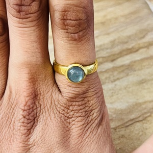 Fashionable Latest Minimalist Solitaire <b>Labradorite</b> <b>Ring</b> Dainty Brass Women 18K Gold Plated Vintage Statement Wholesale <b>Ring</b> - Product Image 2