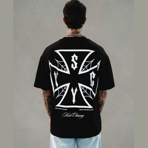 T-shirt noir pour homme surdimensionné, respirant, en tricot, personnalisé en gros, avec un design écologique 100% coton - Product Image 6