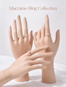 แหวนมาคราเม่ออนิกซ์สีเขียว-เครื่องประดับถักทำมือจากอัญมณีธรรมชาติ รับรองโดย IGI |   ฮาริ อม ครีเอชั่นส์ - Product Image 4