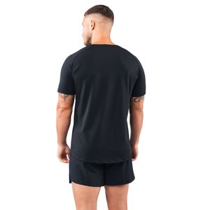 <b>Men's</b> Black <b>Scoop</b> <b>Neck</b> T Shirt Premium Cotton Curved Hem Athletic Fit Casual Lifestyle Fashion Sportswear Apparel Top - Product Image 6