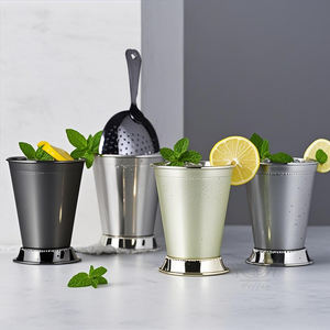 Verre à cocktail en acier inoxydable de type Mint Julep, avec bord perlé, pied, en argent, cuivre ou or, pour le Kentucky Derby et les bars - Product Image 5