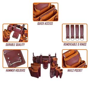 Custom 100% Real <b>Leather</b> <b>Pouch</b> Multipurpose Pockets Work Organizer <b>Tool</b> Bag Framing <b>Tool</b> Holder 2026 Customized Bags - Product Image 4