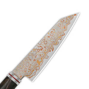 Couteau de chef artisanal en cuivre à motif damas pour cuisine extérieure, avec poignée confortable pour la randonnée et la cuisine en pique-nique - Product Image 5