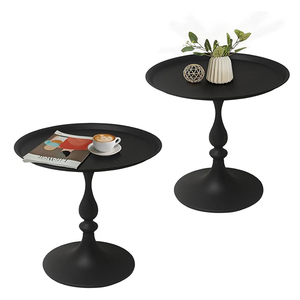 Multifunctional <b>Round</b> Metal <b>Side</b> <b>Table</b> <b>Black</b> Powder Coated Ideal for Living Room Bedroom and Office <b>Side</b> <b>Tables</b> - Product Image 1