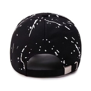 Trendy 6-Panel Baseball Cap With White Splatter Print Twill Fabric Fitted Back Unisex Casual Hat Custom Logo OEM Supplier - Product Image 3