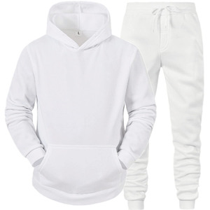 Affordable price Unisex Workout Fitness <b>Plain</b> <b>Tracksuit</b> set OEM Plus Size Hoodie <b>Tracksuit</b> - Product Image 1