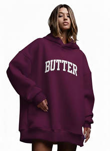 Sudadera con Capucha para Mujer, 100% Algodón, Transpirable, Personalizada, Talla Grande, Corte Holgado, Manga Larga, Precio de Fábrica - Product Image 3