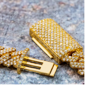 10MM 20" Wholesale Luxury Moissanite Cuban Chain <b>Statement</b> Gold Plated Sterling Silver GRA Certified Hip Hop <b>Necklace</b> Fully Iced - Product Image 2