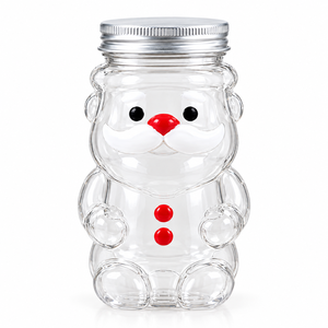 Botella de Plástico PET Navideña de 350 ml con Diseño de Papá Noel y Tapa de Rosca de Aluminio Plateado para Envasado de Bebidas Navideñas - Product Image 5