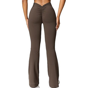 Leggings de sport pour femmes, longs, froncés à l'arrière, taille haute, pour la gym et le yoga, doux, extensibles, sans coutures - Product Image 1