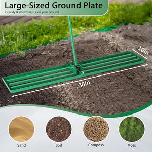 Rastrello Livellatore per Prato in Acciaio Inossidabile 36*9.8*75 Pollici, Rastrello Lungo da Giardino per Paesaggistica - Product Image 2