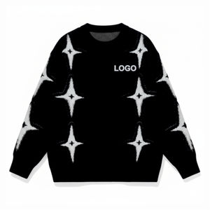 Pull col rond en tricot jacquard personnalisé, motif écossais, mélange doux de laine acrylique, décontracté, automne, séchage rapide, respirant - Product Image 1