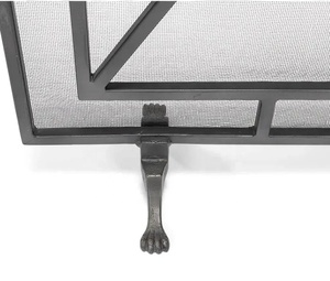 Crossbuck Farmhouse Metal Fireplace <b>Screen</b> Double <b>Door</b> Fine <b>Mesh</b> Spark Guard with Decorative Steel Hearth Protector - Product Image 5
