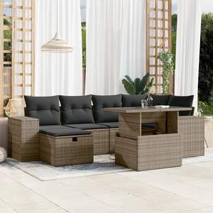 Conjunto de Sofás de Jardín de Ratán Gris, Muebles de Exterior con Cojines de Espuma de Alta Densidad, Diseño Contemporáneo Impermeable - Product Image 3