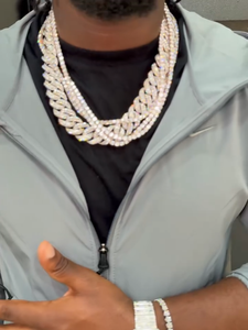 สร้อยคอแบบ Cuban Link ประดับเพชรโมอิสซาไนต์ทรงเหลี่ยม เงินแท้ 925 ชุบทอง/เงิน สไตล์ฮิปฮอป พร้อมใบรับรอง GRA ขายส่ง - Product Image 3