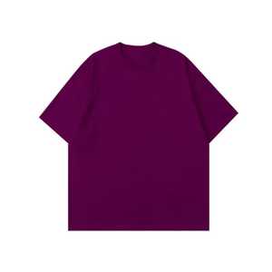 T-shirt Homme Oversize Violet Uni à Manches Courtes Col Rond Tricoté Coupe Décontractée Longueur Standard Teint Uni - Product Image 1