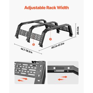 Portapacchi Regolabile per Cassone Camion Fuoristrada 49.2x67.9 Larghezza, Capacità Statica 900 Libbre, Resistente - Product Image 4