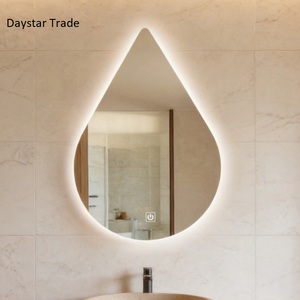 Miroir de salle de bain en verre LED Daystar Trade Teardrop, à fixation murale, interrupteur tactile, design moderne minimaliste - Product Image 1