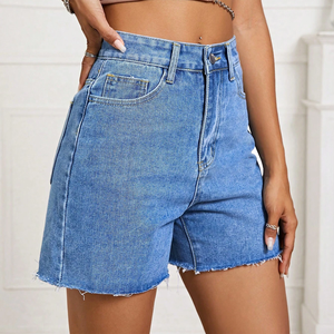 Trendy Mid-Waist Formal Women's Straight Denim Shorts Charm Pocket Cargo Wrap Stretchable Waterproof Eco-Friendly Quick Dry - Product Image 4