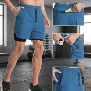 Patch House Breathable Quick Dry Customized Men's Drawstring Closure <b>Athletic</b> Gym Shorts for Workout & Running-Polyester/Cotton - Product Image 4