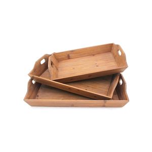 Bandeja de madera para servir, acabado en madera natural, diseño robusto, adecuada para servir desayuno, aperitivos, bebidas, cocina, comedor - Product Image 2