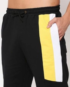 Pantalones Cortos Bermuda de Algodón Negro para Hombre con Raya Lateral Amarilla y Blanca, Cintura con Cordón, Ropa Deportiva Informal - Product Image 5