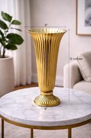 Vase de table en bronze fait main, design Art Déco, motif bleu et or, vase décoratif de haute qualité pour mariage et décoration intérieure