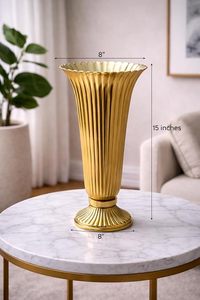 Vase de table en bronze fait main, design Art Déco, motif bleu et or, vase décoratif de haute qualité pour mariage et décoration intérieure - Product Image 3