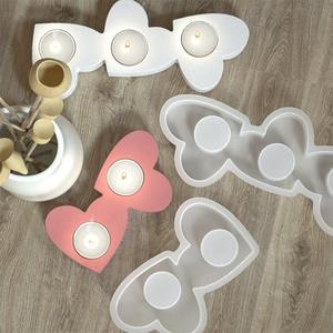 Heart Candlestick Heart Shaped Valentine Day Porous Heart Shaped Candle Epoxy <b>Resin</b> Candle <b>Silicone</b> <b>Mold</b> - Product Image 2