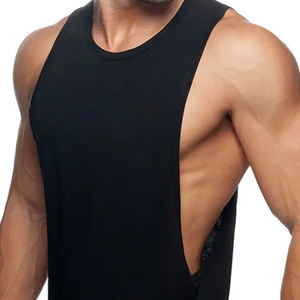 Venta al por mayor ligero de los hombres deportivos gimnasio camiseta sin mangas de verano Casual ropa deportiva Chaleco con cuello redondo caída Sisa corte tejido de punto - Product Image 5