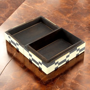 Premium Decorative <b>Keepsake</b> Storage Organizer Rectangular Wood Jewelry <b>Box</b> with Black and Cream Checkered Pattern Minimalist <b>Box</b> - Product Image 4