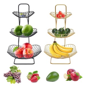 Panier à fruits et légumes multi-usages en métal durable, couleur or, 3 niveaux, écologique, fait main, pour comptoir - Product Image 5