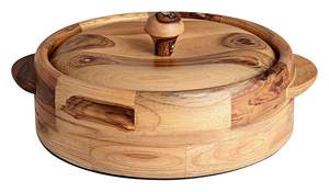 Solid Sheesham Wood Hot <b>Pot</b> Roti Box Set Insulated Casserole for Chapati Storage - Product Image 4