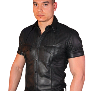 Camisa de Uniforme Formal de Cuero con Ribete, 4 Colores, Diseño sin Mangas Elegante, Ecológica, para Opciones de Moda Atrevidas - Product Image 1