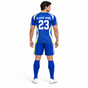 Conjunto de Uniforme de Fútbol Sublimado Amarillo para Hombre, Cuello en V, Manga Corta, Secado Rápido, Transpirable, Poliéster - Product Image 2