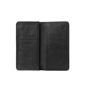 Portefeuille long en cuir véritable de qualité supérieure à 100 %, fermeture pliante, style minimaliste, unisexe, noir, exporté du Bangladesh - Product Image 4