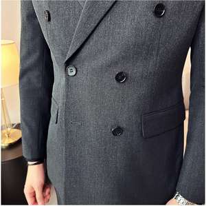 Costumes d'affaires pour hommes de haute qualité, double 3 pièces, costume de bureau formel (veste + gilet + pantalon), vêtements pour hommes - Product Image 4