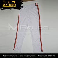 Pantalon de baseball unisexe personnalisé, rayures blanches et orange, impression sublimée, respirant, coupe ajustée, fermeture éclair, pour adulte, sport, antibactérien
