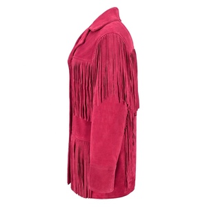 Ladies Western Boho Fringe <b>Jacket</b> Leather <b>Suede</b> Tassel Coat Fashion Motorcycle <b>Biker</b> Outerwear Custom Wholesale OEM - Product Image 2